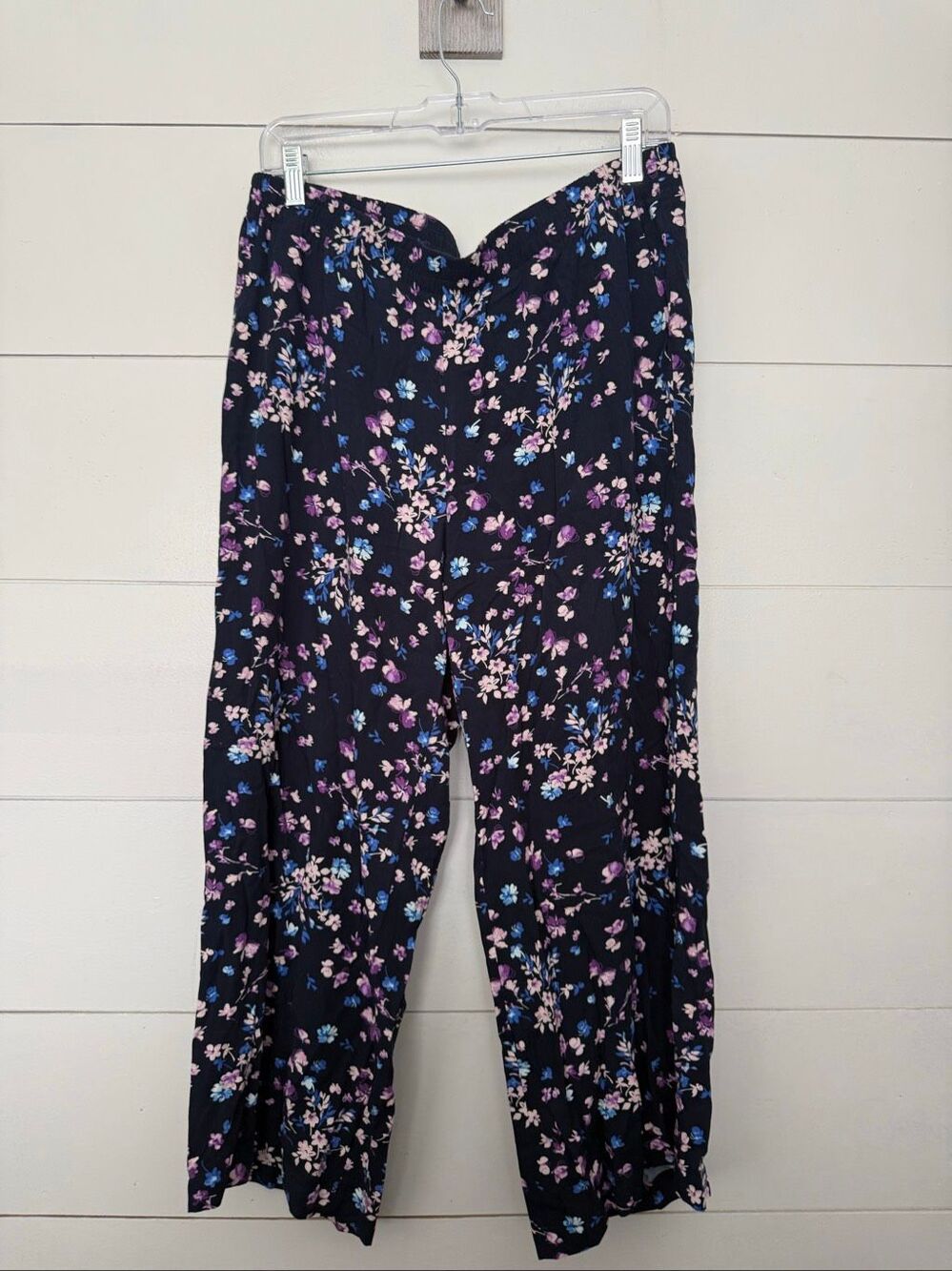 J Jill Women’s Medium Blue Floral Wide Leg Pants Rayon